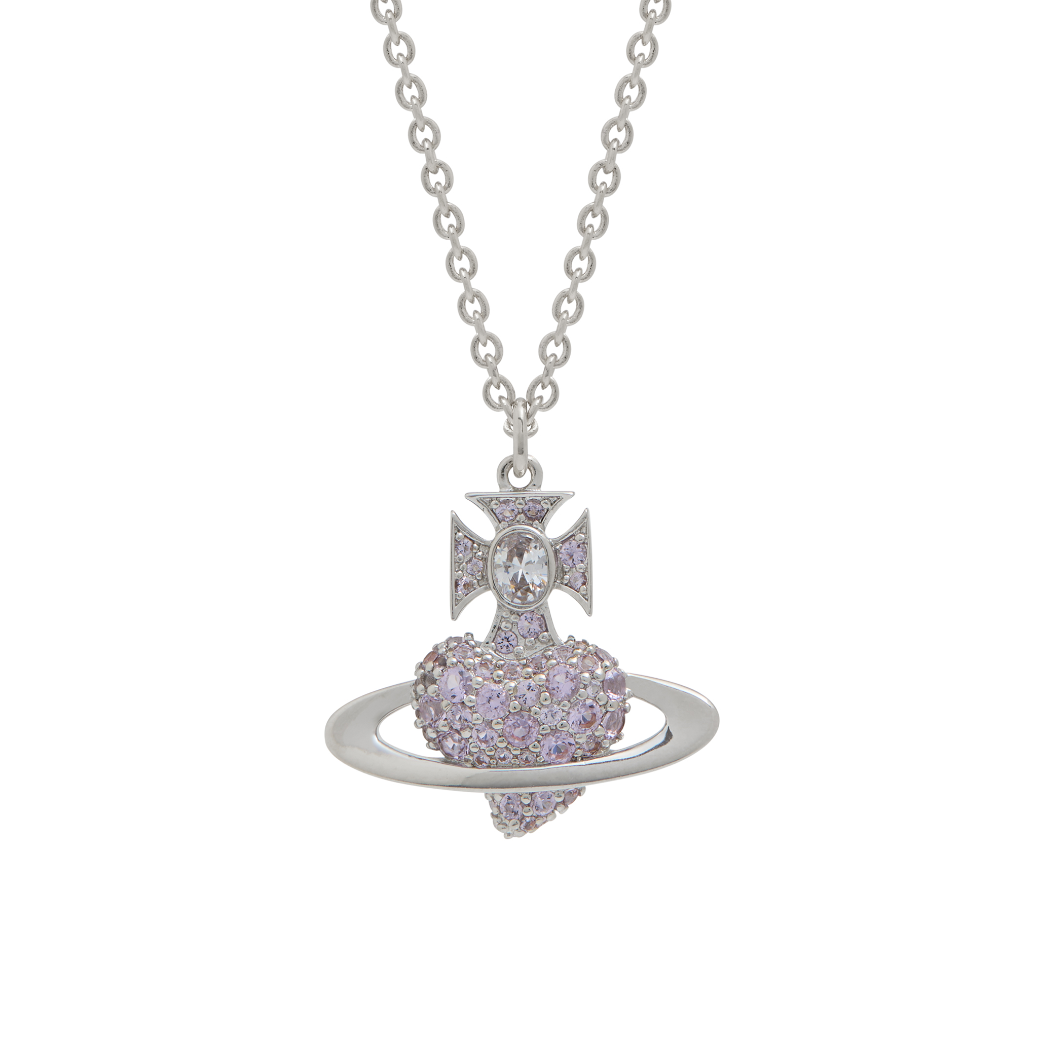 Vivienne Westwood Platinum/Lilac Agnatha Bas Relief Pendant Necklace