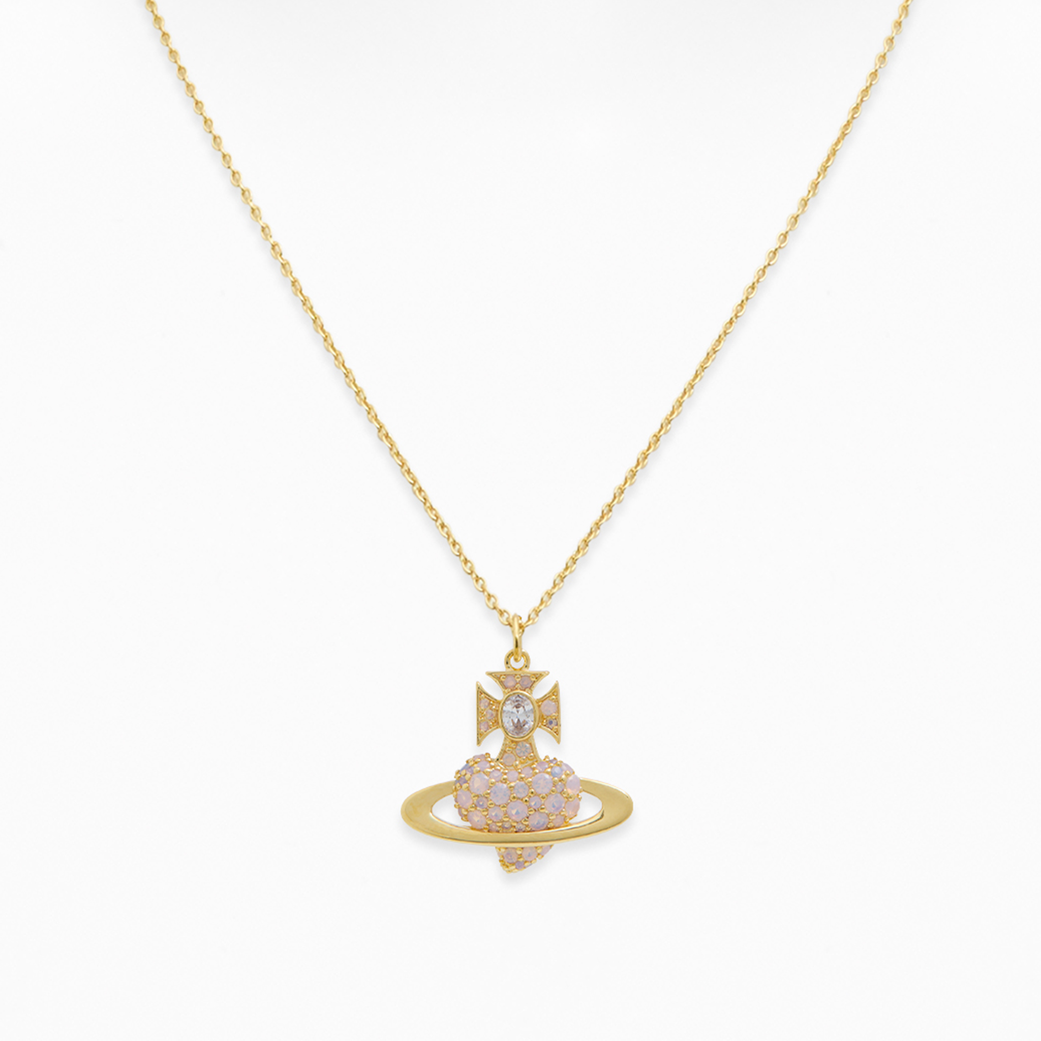 Vivienne Westwood Gold/Milky Pink Agnatha Bas Relief Pendant Necklace