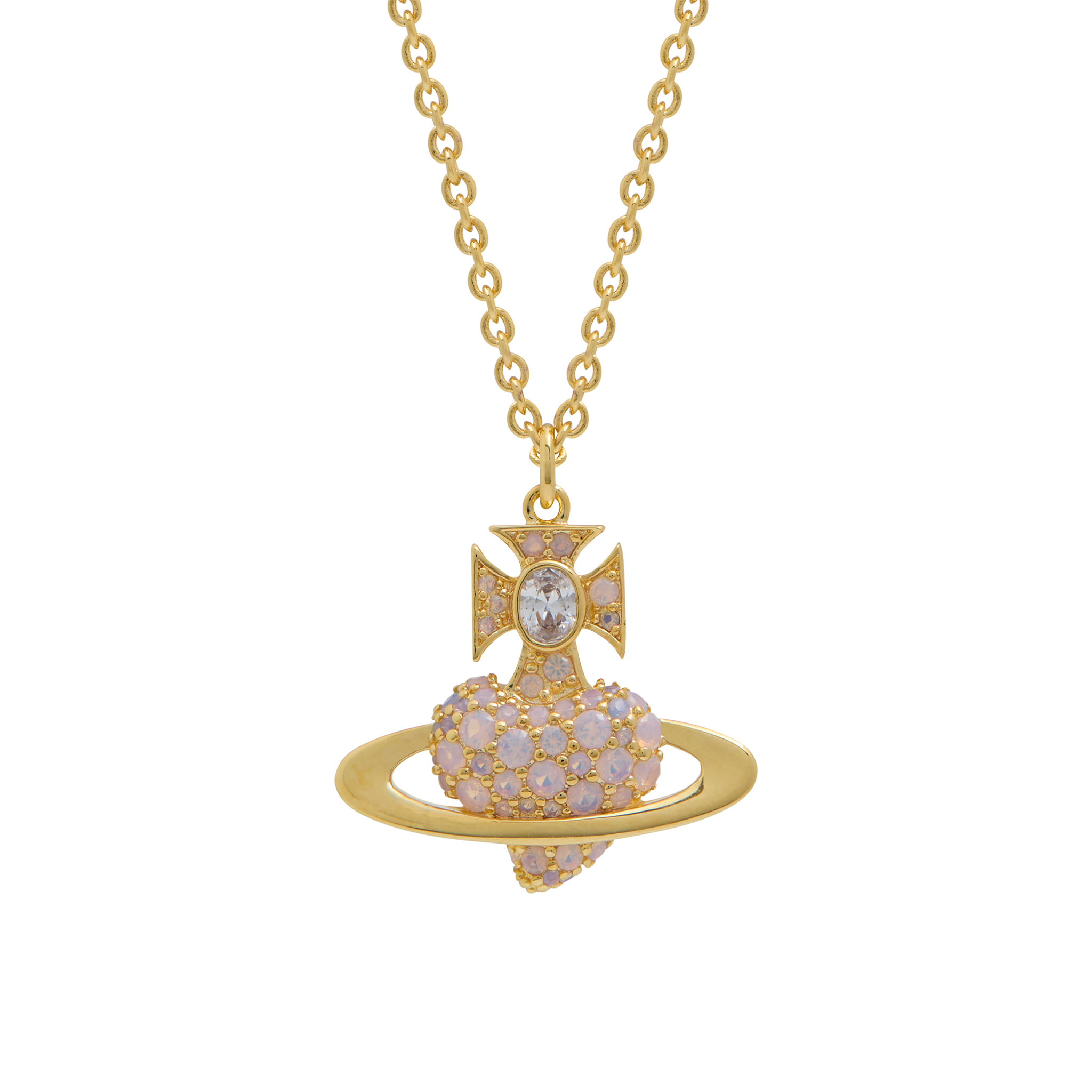 Vivienne Westwood Gold/Milky Pink Agnatha Bas Relief Pendant Necklace