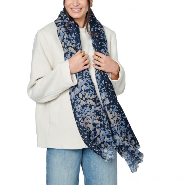 Womens Navy/Cornflower/Taupe Scattered Dot Scarf