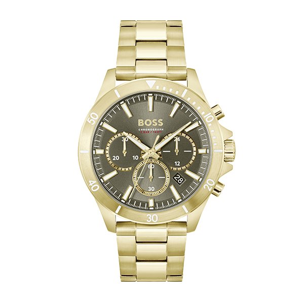 Mens BOSS Gold/Khaki Troper Watch