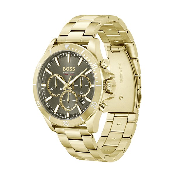 Mens BOSS Gold/Khaki Troper Watch