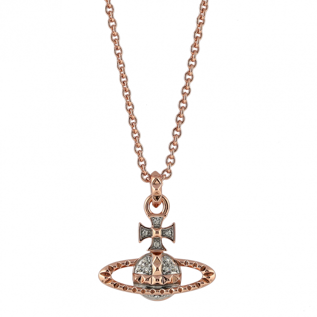 Womens Rose Gold/Crystal Mayfair Bas Relief Pendant Necklace