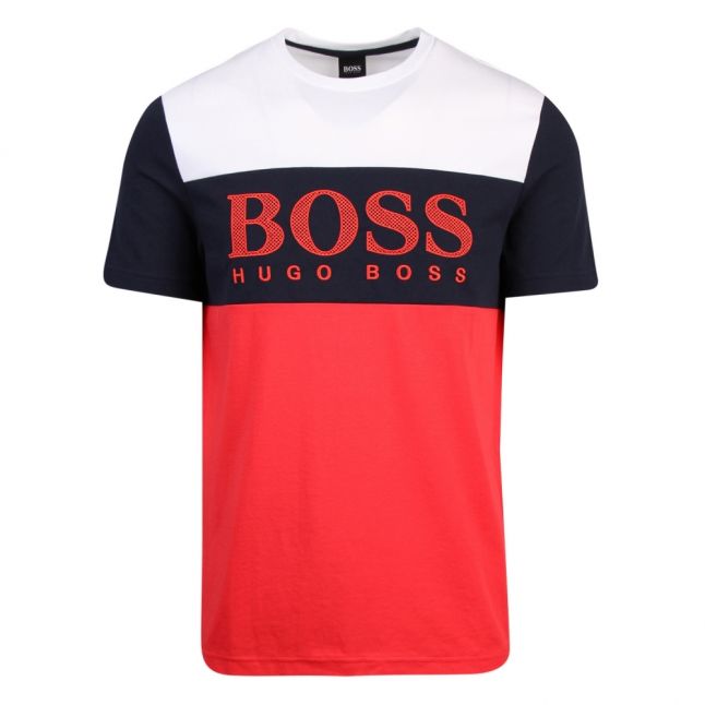 Athleisure Mens Red/Navy Tee 6 Colourblock S/s T Shirt