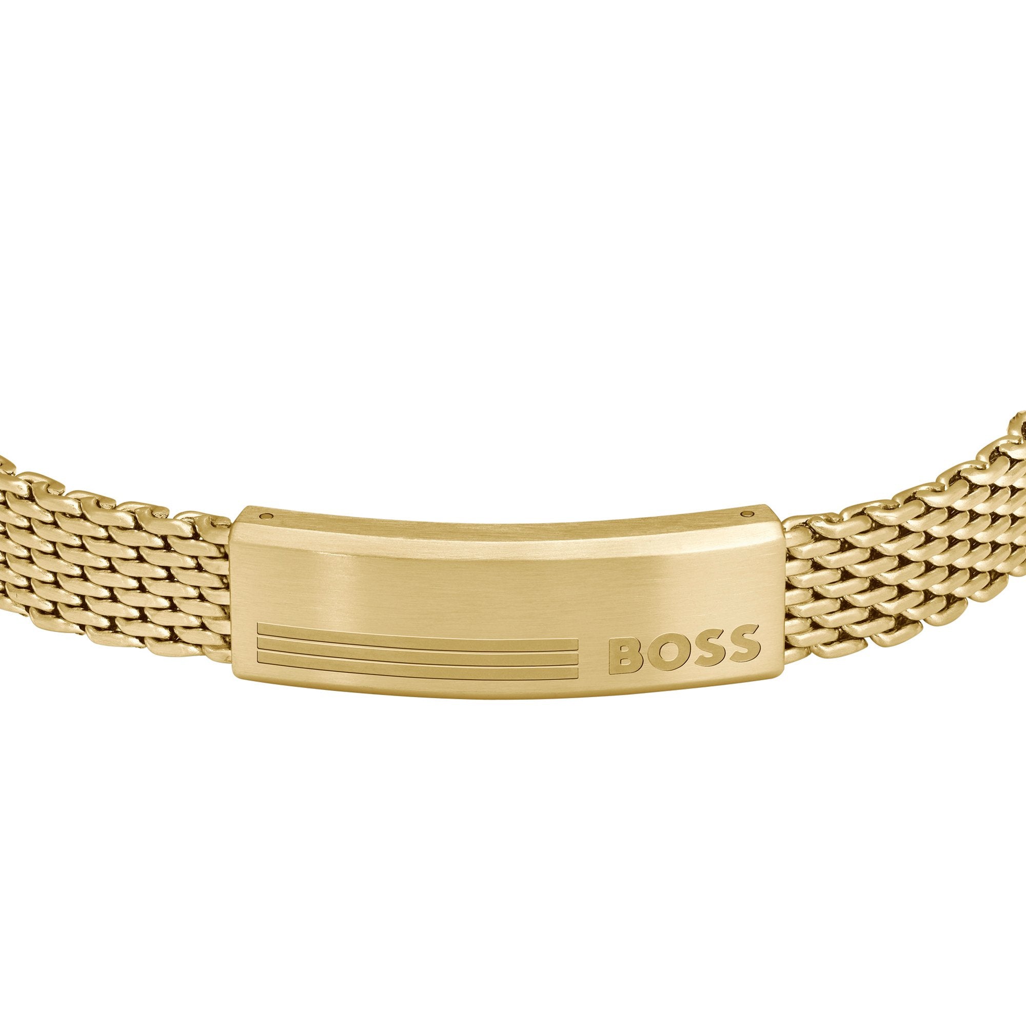 Mens BOSS Gold Alen Mesh Bracelet