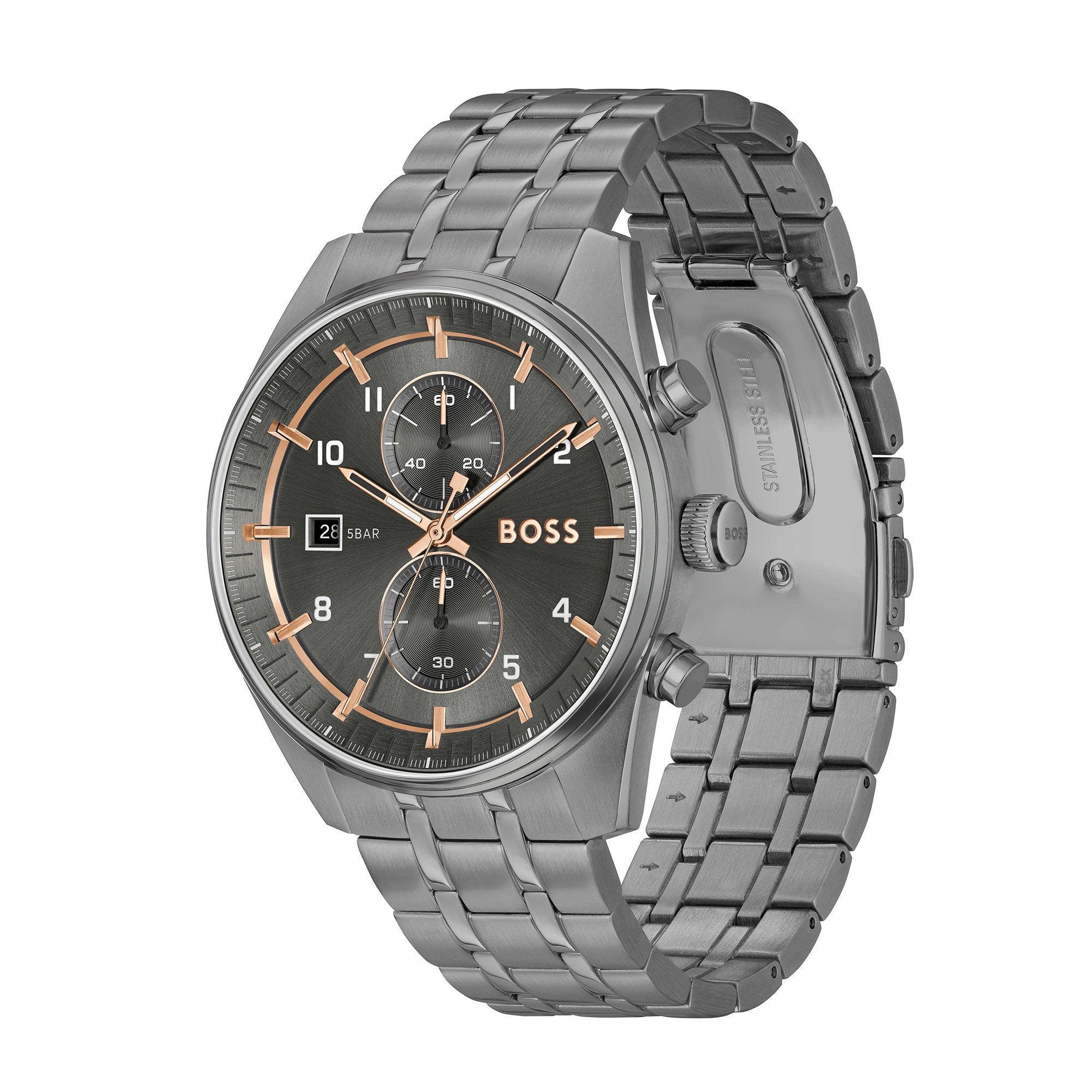 Mens BOSS Grey Skytraveller Bracelet Watch