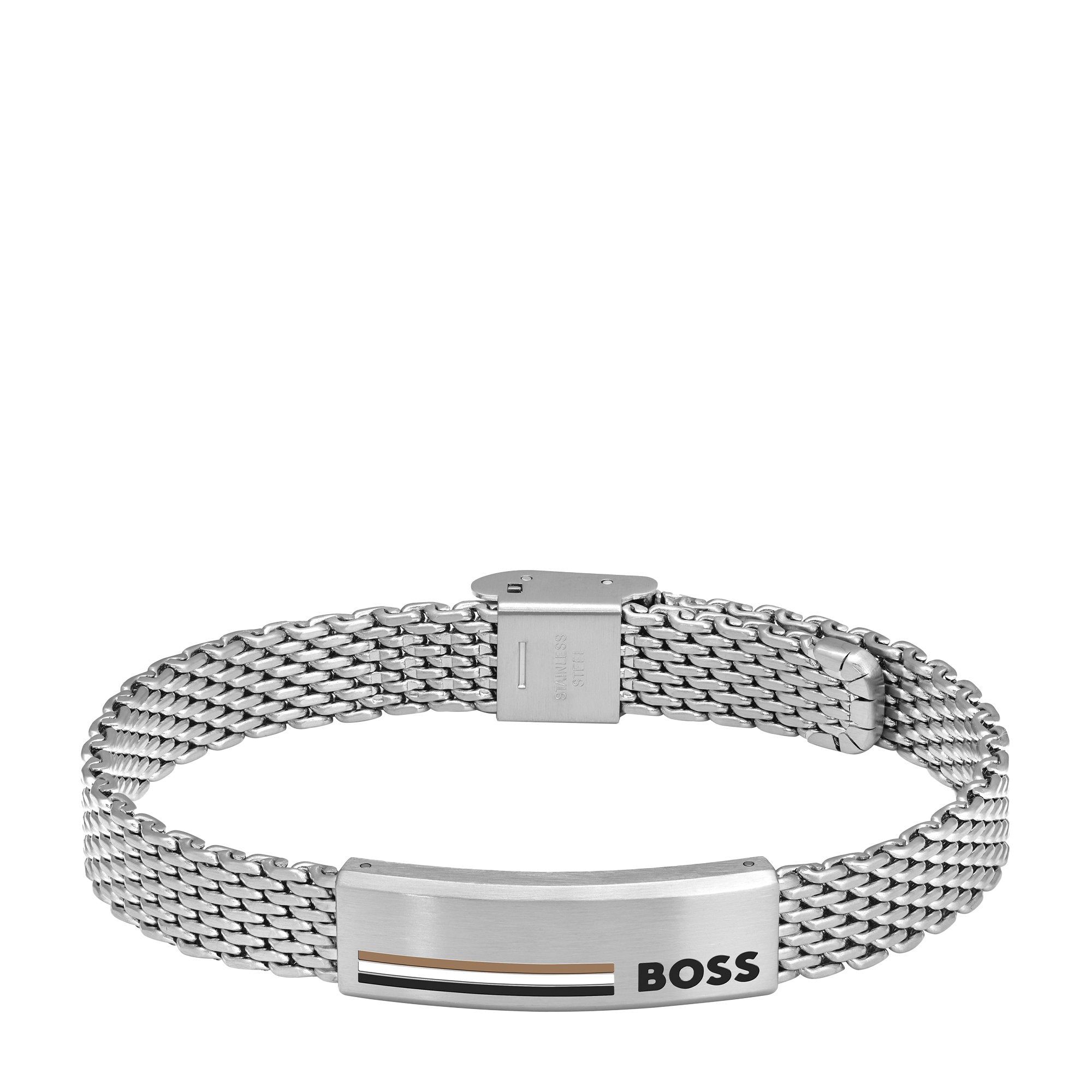 Mens BOSS Silver Alen Mesh Bracelet