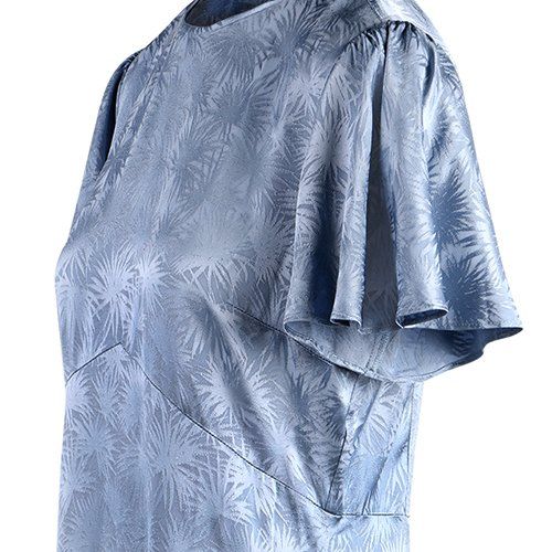 Womens Chambray Palm Jacquard Midi Dress