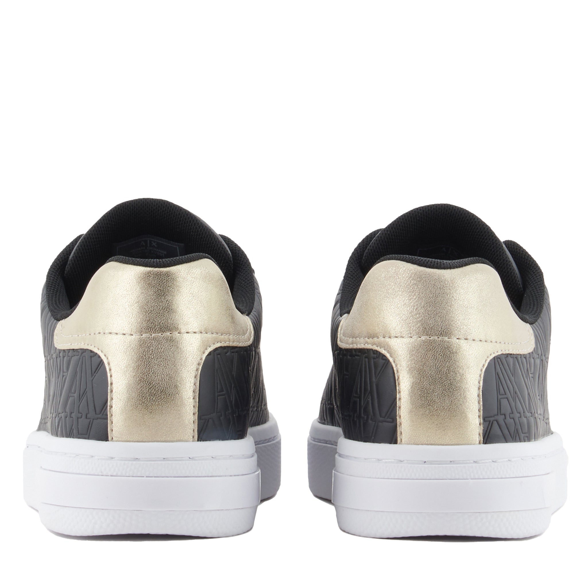 Womens Black/Gold Embossed Logo Trainers