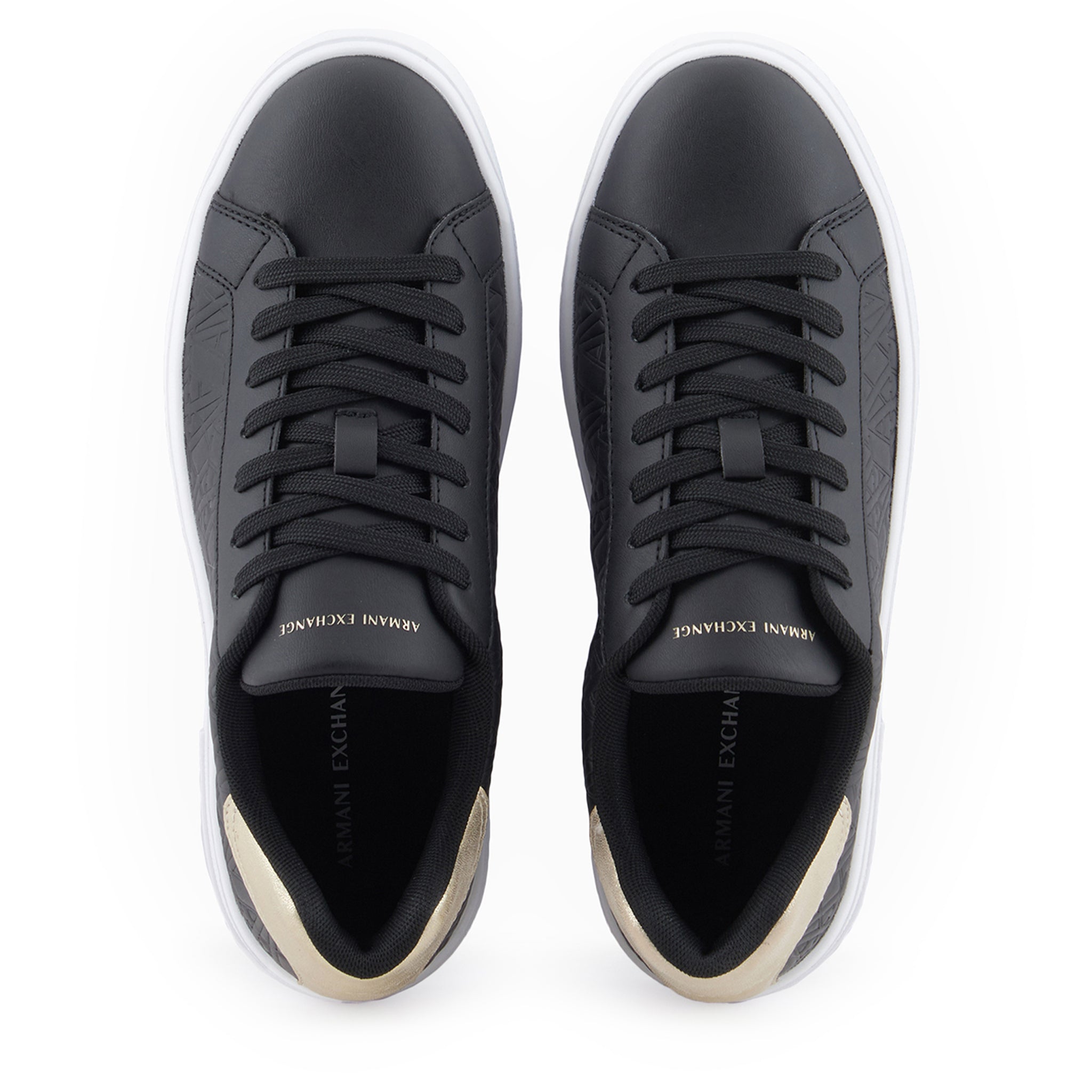 Womens Black/Gold Embossed Logo Trainers