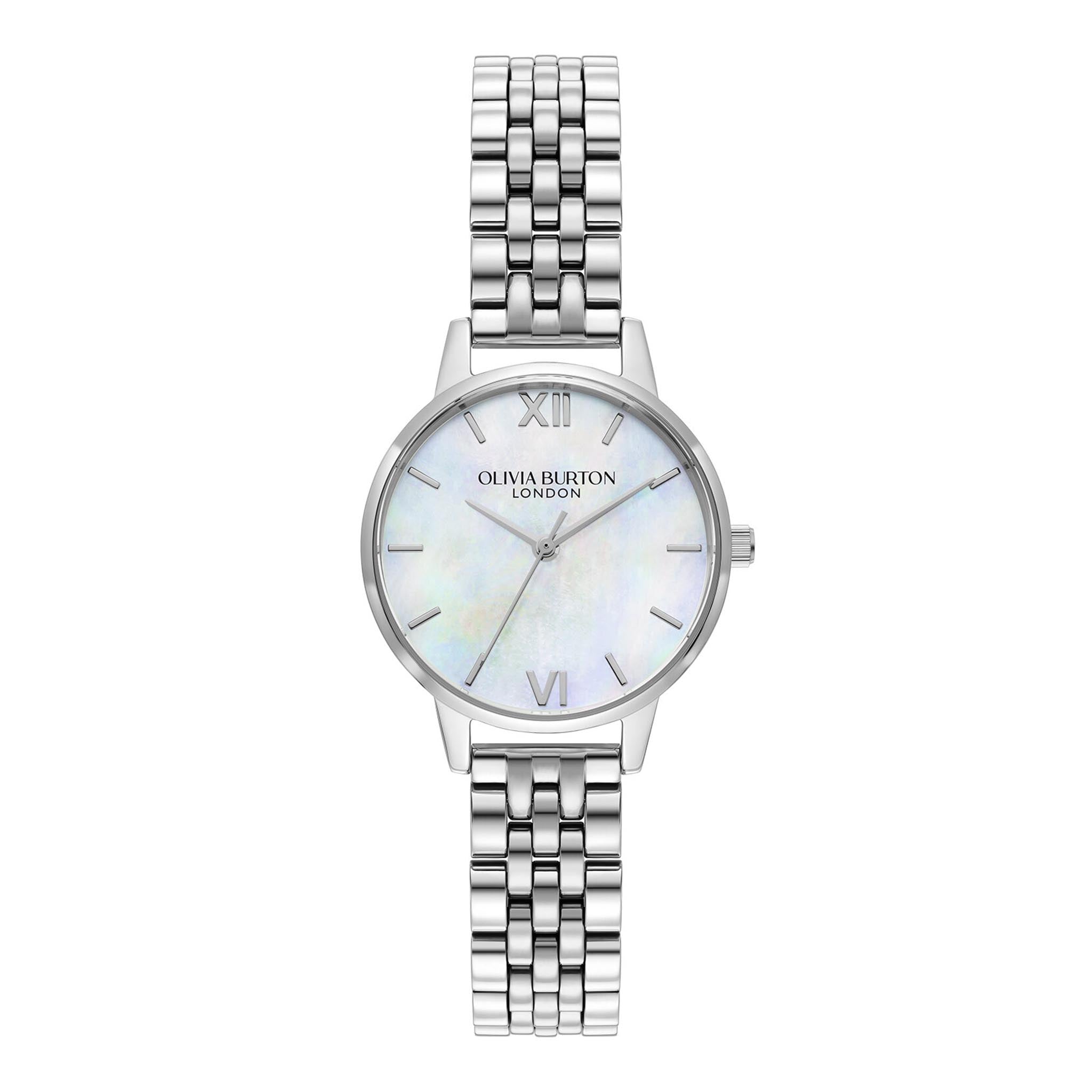 Womens Silver/White Mother of Pearl Bracelet Watch