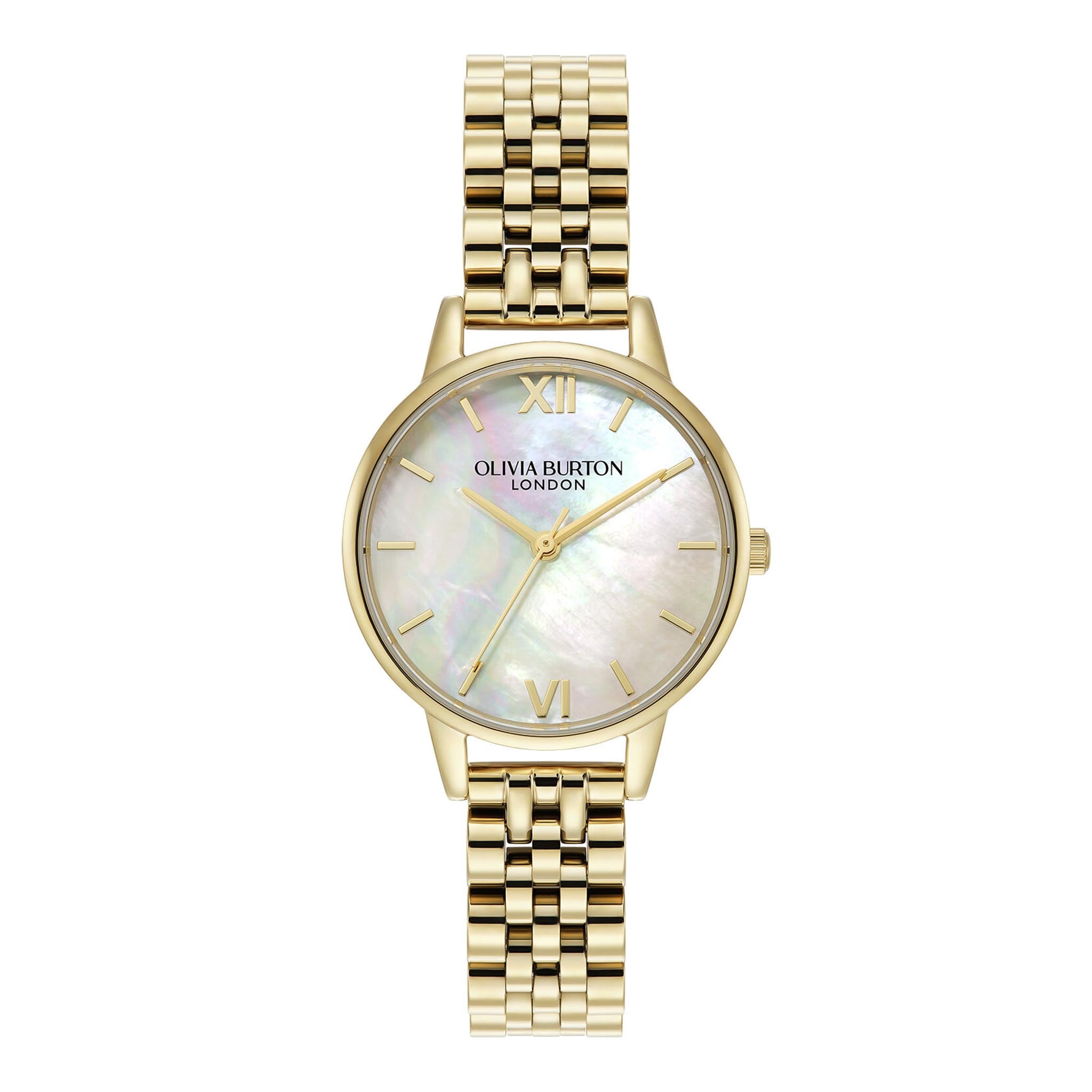 Womens Olivia Burton Gold/White Mother of Pearl Bracelet Watch