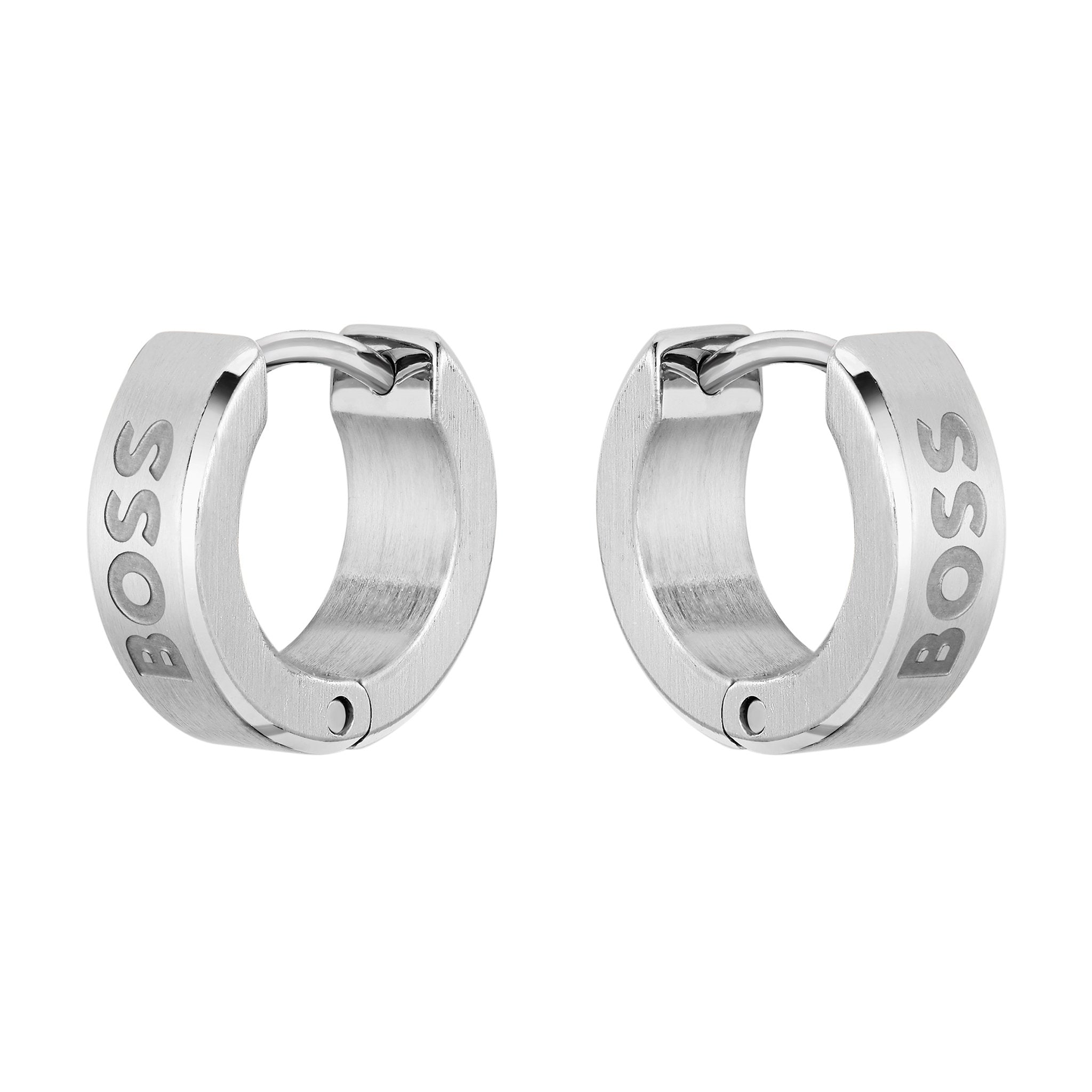 Mens BOSS Silver Odell Huggie Earrings