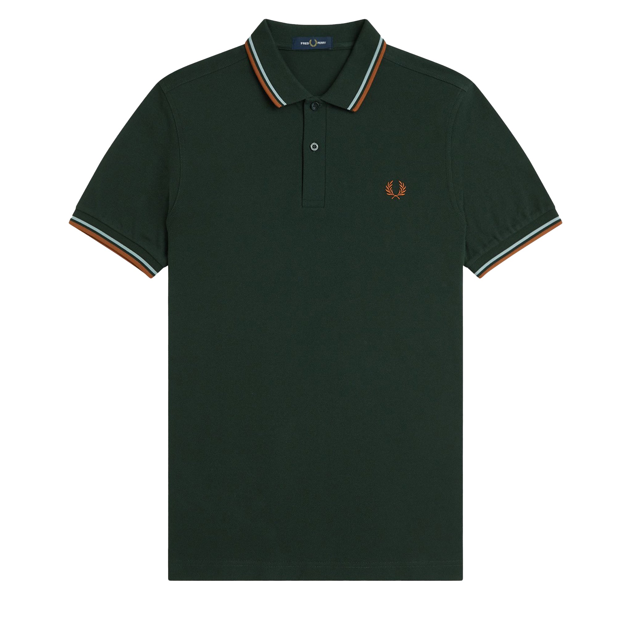 Mens Fred Perry Night Green/Blue/Marmalade Twin Tipped S/s Polo