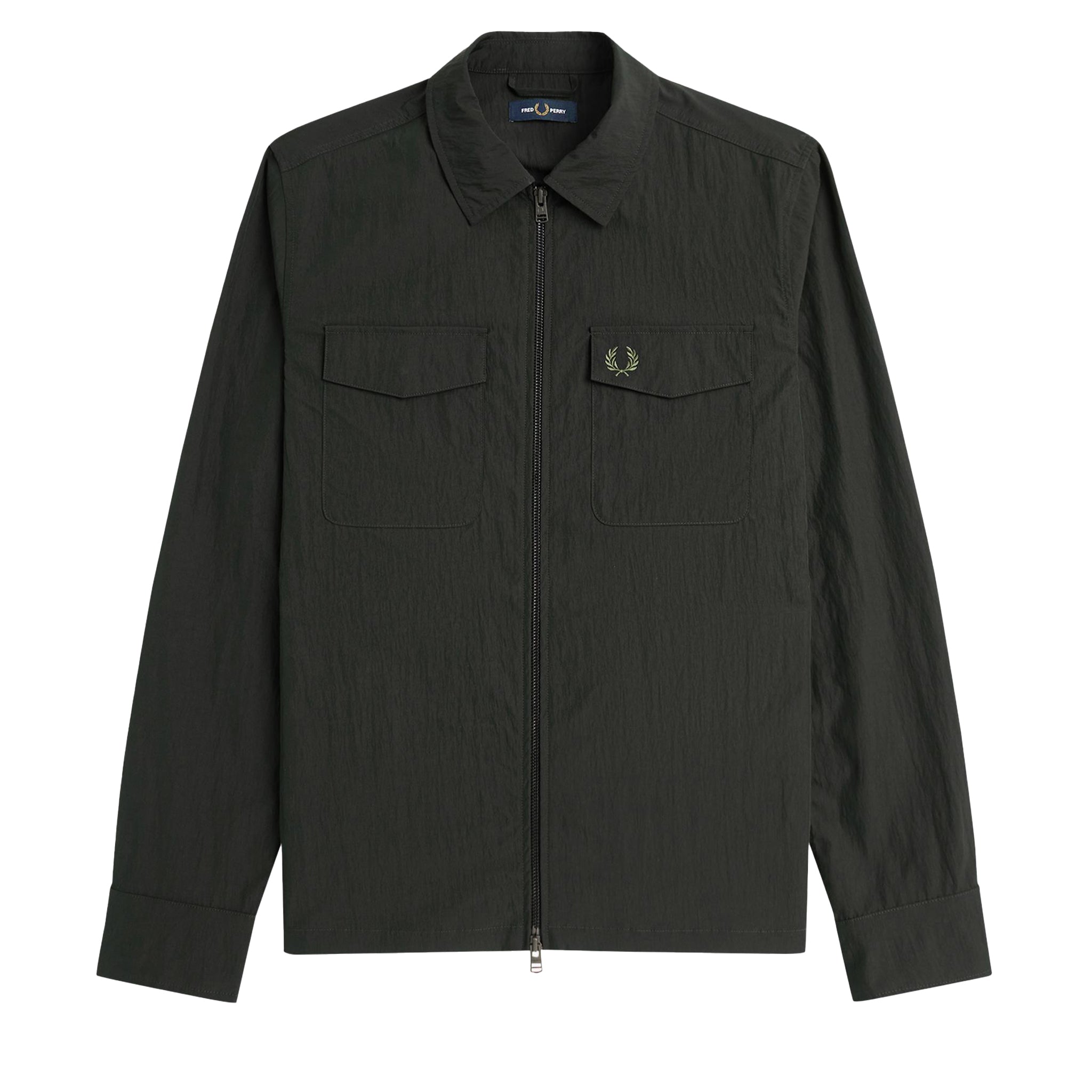 Mens Fred Perry Night Green Pocket Zip Overshirt S
