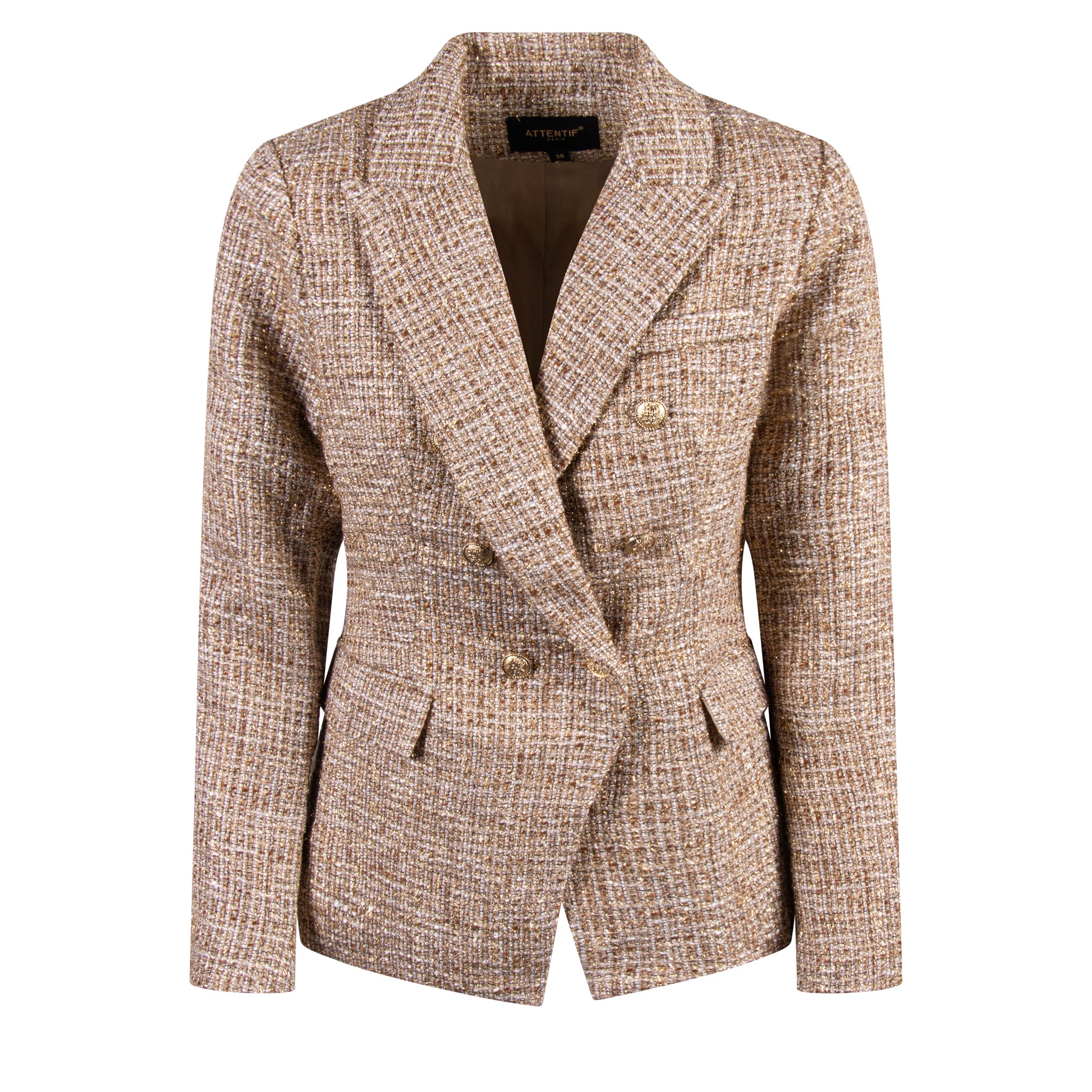 Womens	Gold Woven Blazer