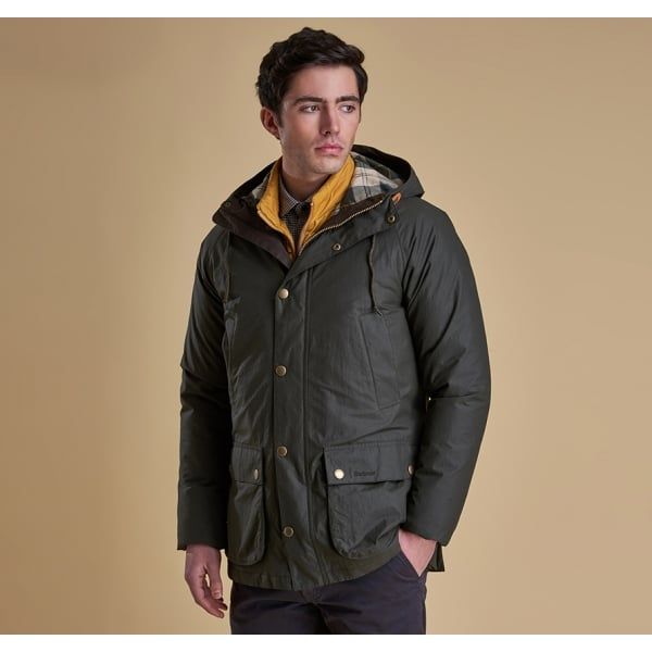 Heritage Mens Sage Hooded Bedale Jacket