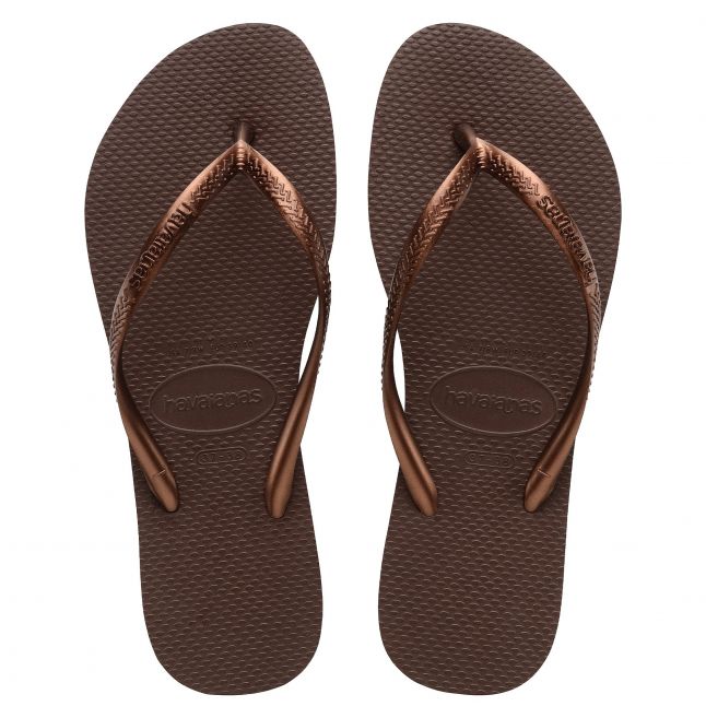 Womens Dark Brown Slim Flip Flops