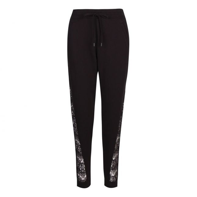 Womens Black Lace Panel Sweat Pants