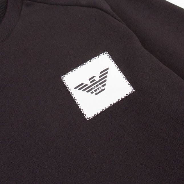 Boys Black Patch Logo Crew Sweat Top