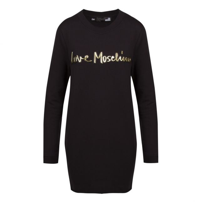 Womens Black Raised Logo Sweater Dress