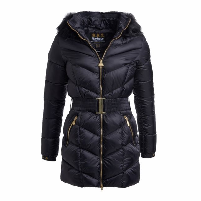 Womens Black Highpoint Hooded Quilted Coat