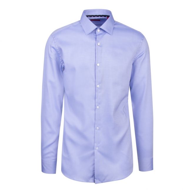 Mens Light Blue Koey Textured Slim Fit L/s Shirt