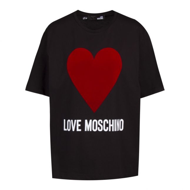 Womens Black Big Heart S/s T Shirt