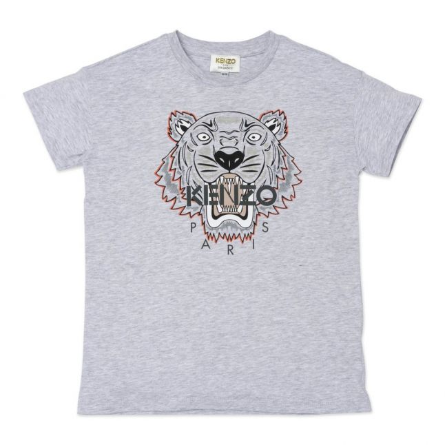 Boys Grey Marl Tiger S/s T Shirt