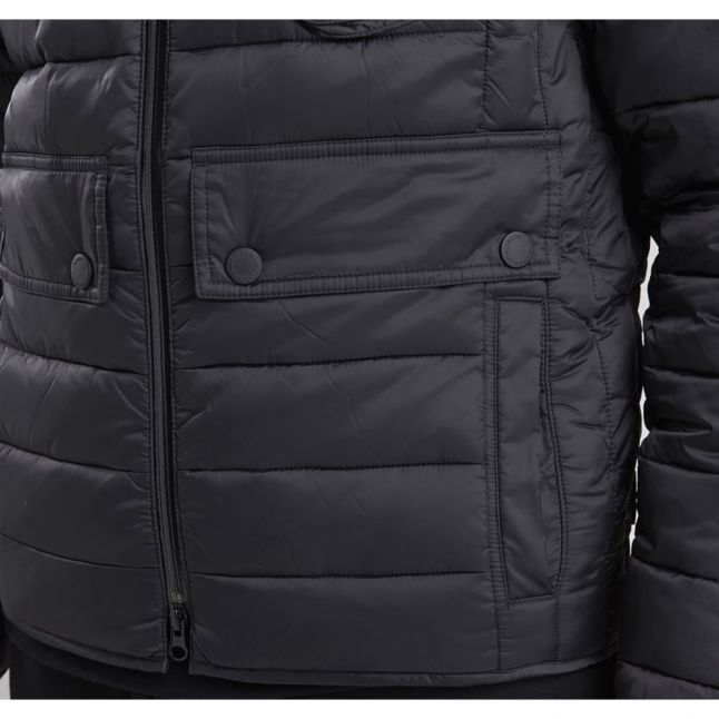 Mens Black Ouston Hooded Quilted Jacket