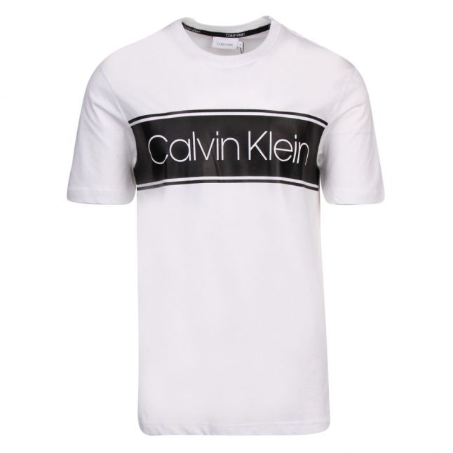 Mens White Cotton Front Stripe S/s T Shirt