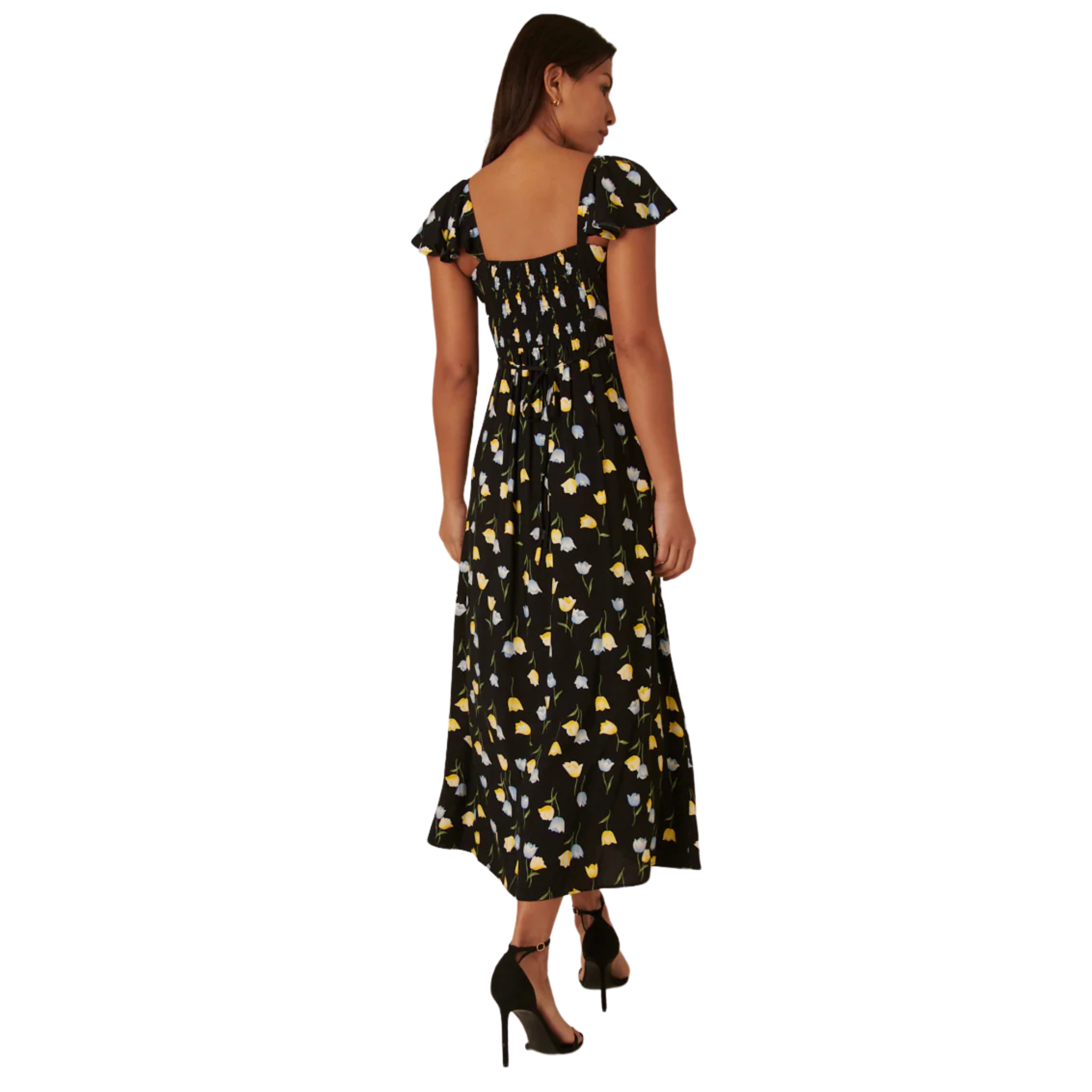 Womens Nobody's Child Black Elsie Tulip Print Midi Dress