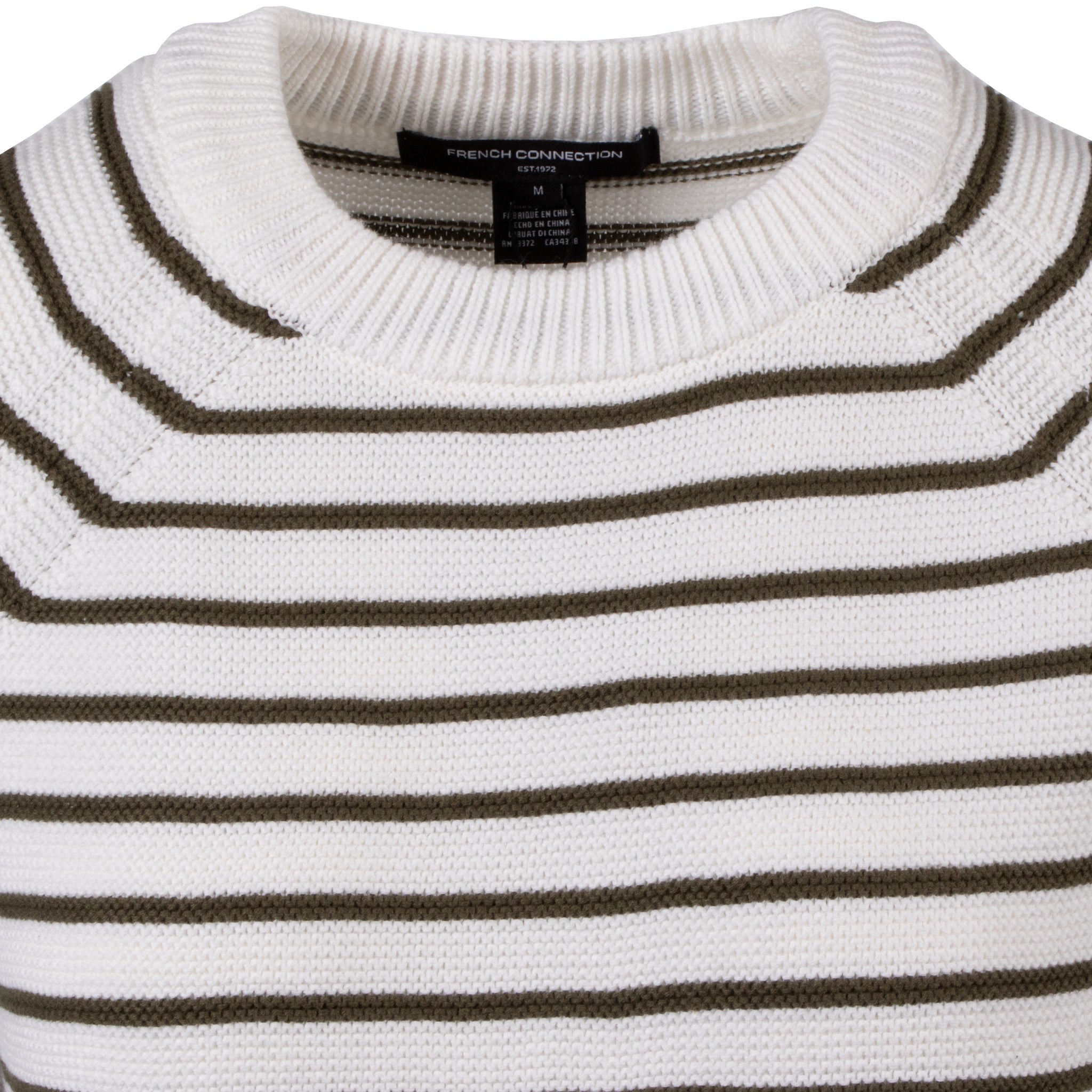 Womens French Connection White/Olive Night Lily Mozart Stripe S/s Knit