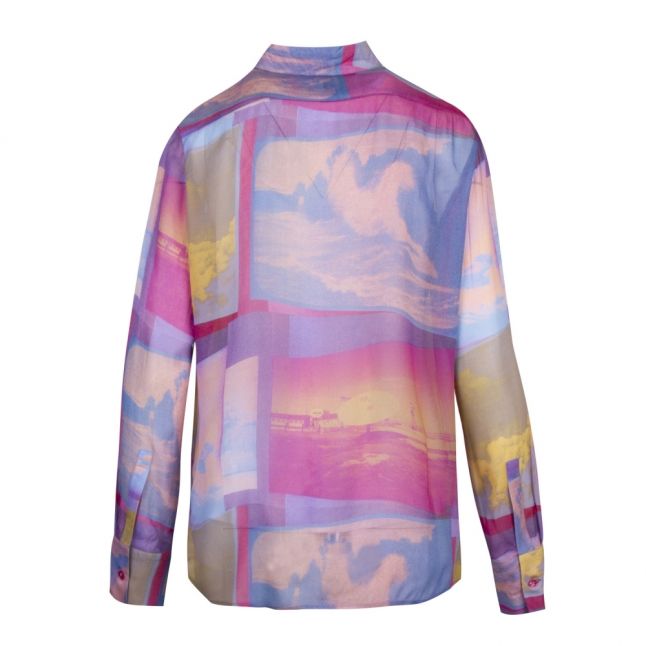 Womens Lilac Patchwork Chiffon L/s Blouse