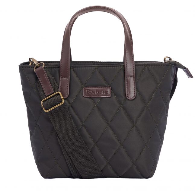 Womens Olive Mini Quilted Tote Xbody