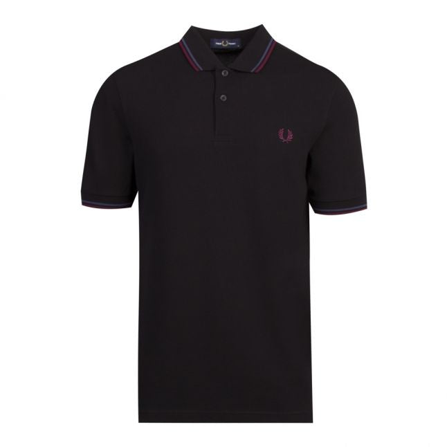 Mens Black/Mid Blue Twin Tipped S/s Polo Shirt