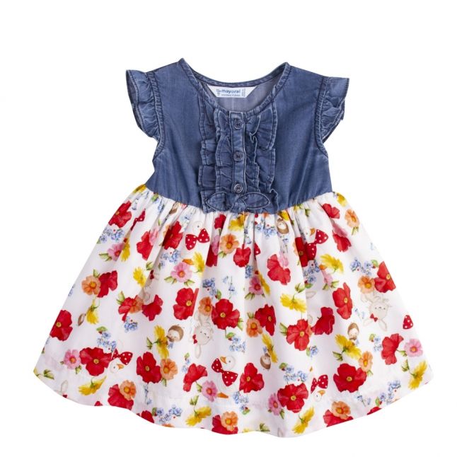 Infant Blue/Red Denim & Poppy Dress