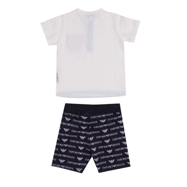 Infant White/Navy Pocket S/s T Shirt & Shorts Set