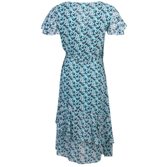 Womens Tile Blue Springtime Wrap Dress