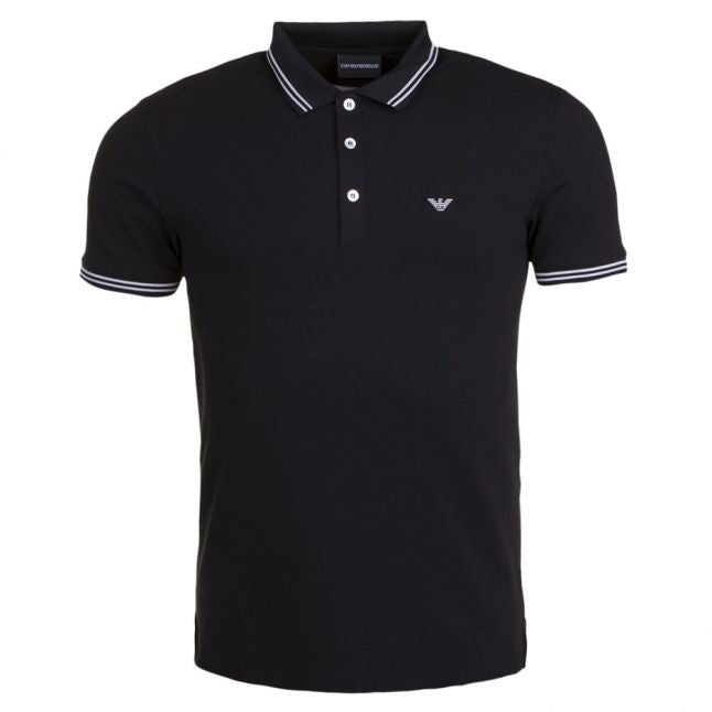 Mens Black Tipped Slim S/s Polo Shirt