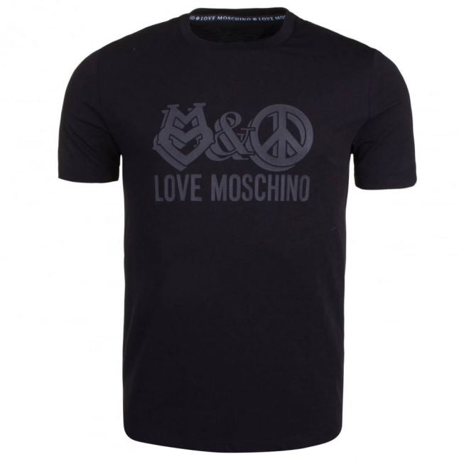 Mens Black Love & Peace Slim S/s T Shirt