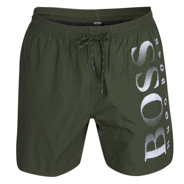 Mens Dark Green Octopus Side Logo Swim Shorts