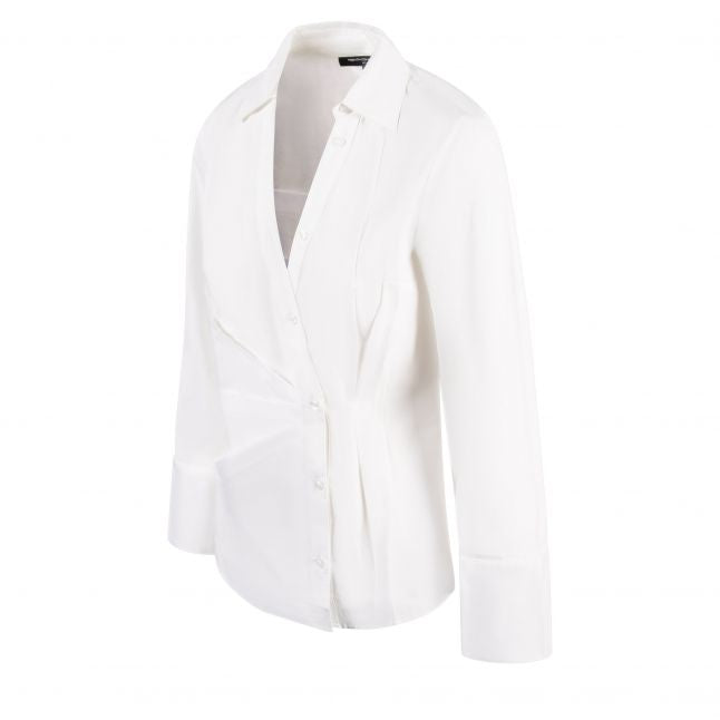 Womens Linen White Isabelle Polin Asymmetric Shirt