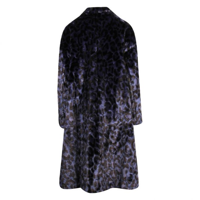 Womens Navy Animal Faux Fur Coat