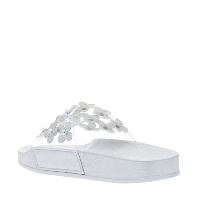 Girls Silver Daiana Flower Slides (28-37EUR)