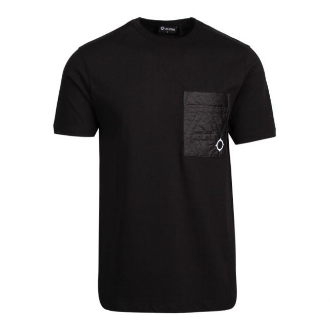 Mens Jet Black Quilted Pocket S/s T Shirt