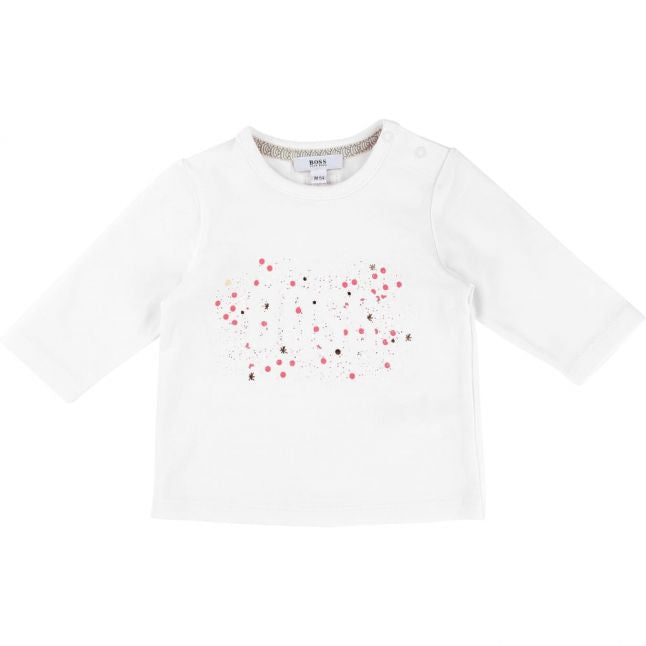 Baby White Confetti Logo L/s T Shirt