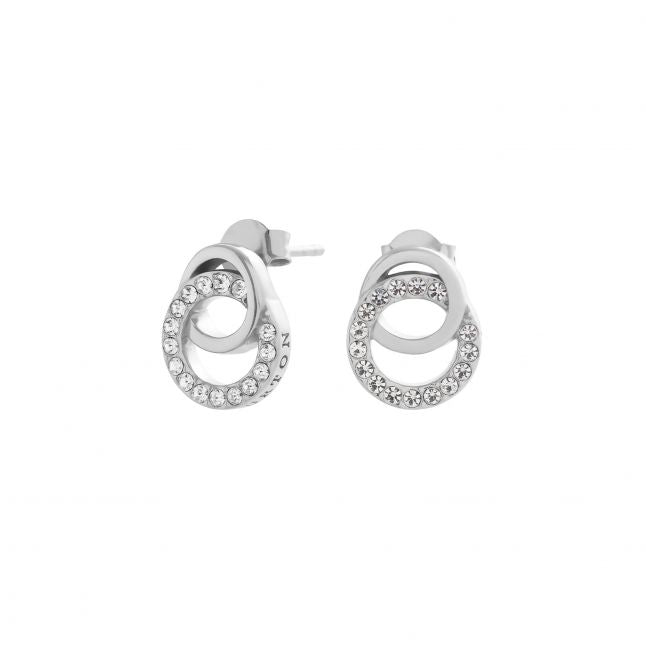 Womens Silver Bejewelled Classic Earrings