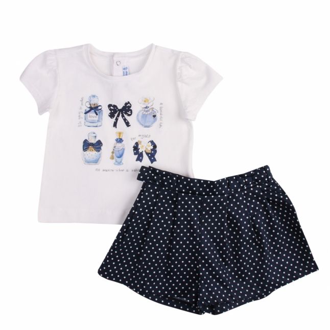 Infant White/Navy Perfume Top & Shorts Set