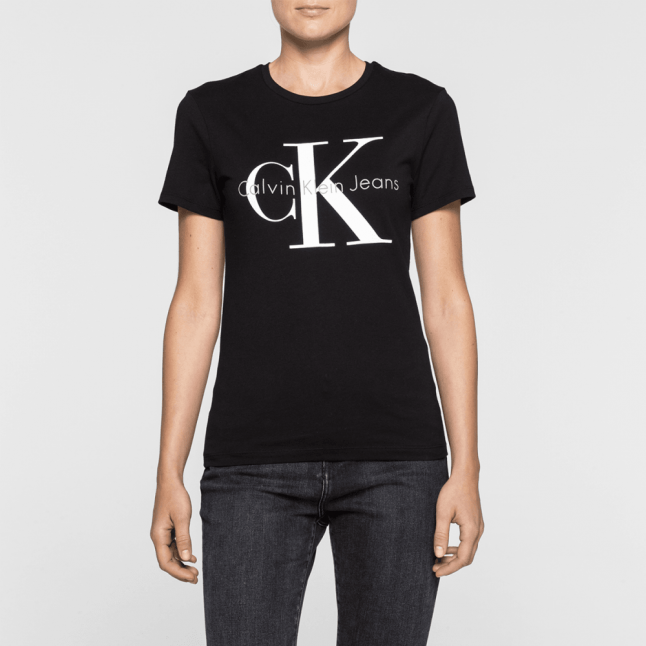 Womens Black Monogram Logo Regular Fit S/s T Shirt